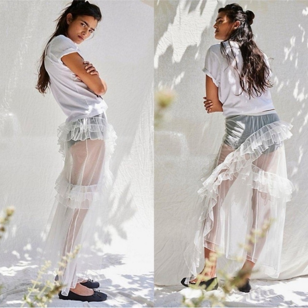 Free People Strike a Pose White Slip Skirt NWOT